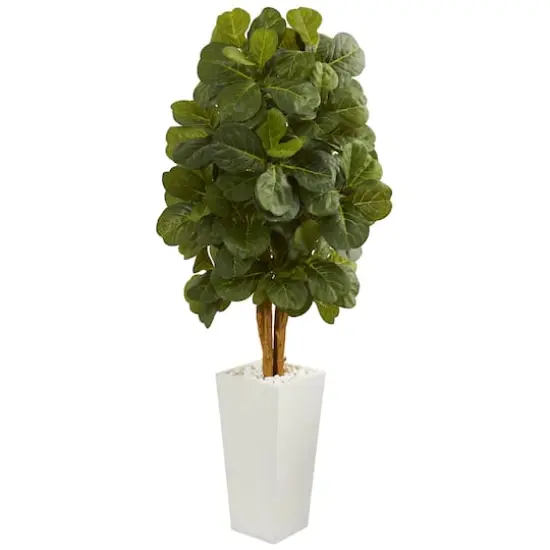 5ft. Fiddle Leaf Artificial Tree in White Tower Planter  {1}