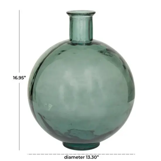 Green Recycled Glass Handmade Spanish Vase 13" x 13" x 17" {6}