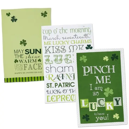 DII&reg; Green & White St. Patrick's Day Printed Dishtowels, 3ct. {1}