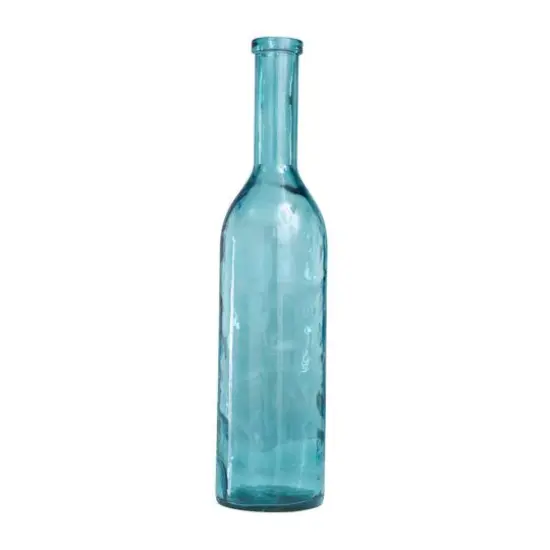 30" Teal Recycled Glass Tall Spanish Bottleneck Vase {3}
