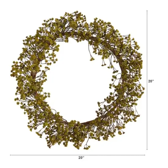 20" Autumn Baby's Breath Artificial Wreath {3}