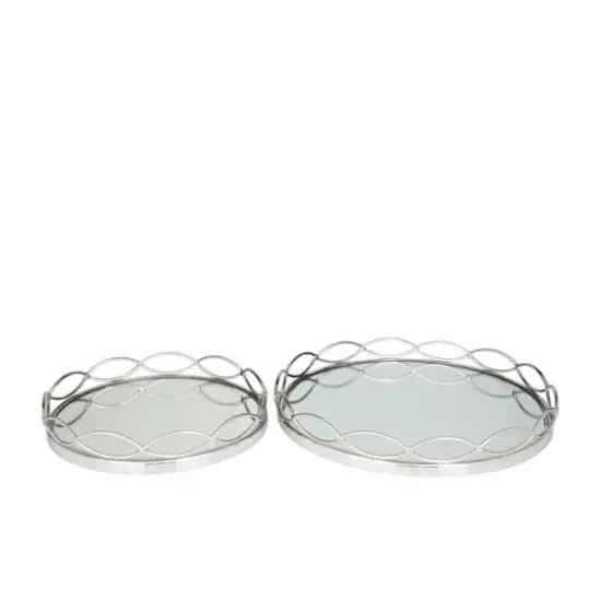 Contemporary Metal Tray Set Silver {5}