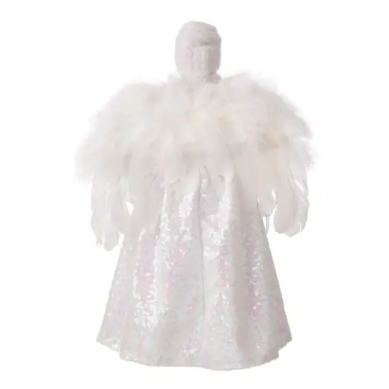 Glitzhome&reg; 16" White Faux Fur Christmas Angel Tree Topper {8}