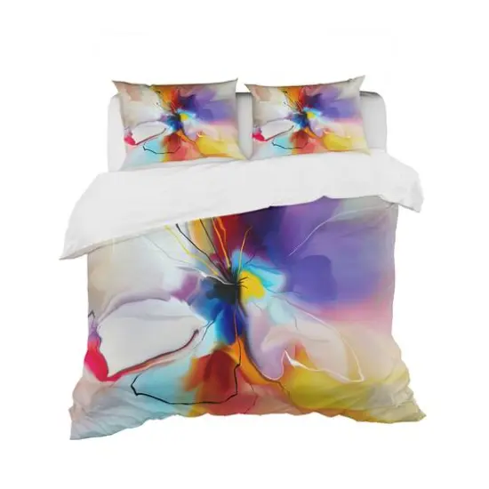 Designart 'Creative Flower in Multiple Colors' Modern & Contemporary Bedding Set - Duvet Cover & Shams {1}