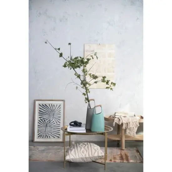 Hello Honey&reg; Bloomingville 15.5" Gray Modern Stoneware Vase with Rattan Wrapped Handle {7}