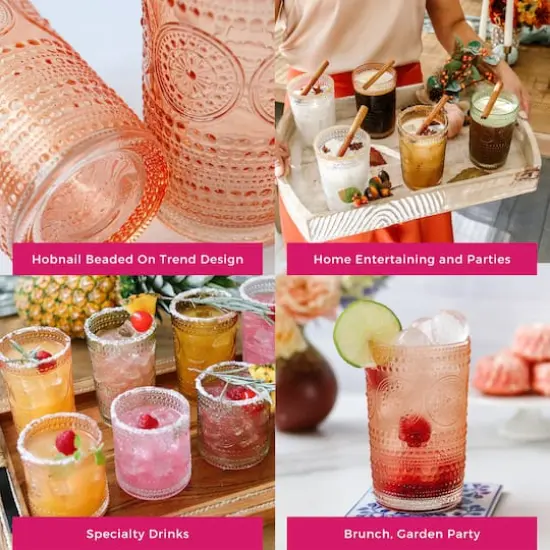 Kate Aspen® 13oz. Beaded Floral Rose Gold Drinking Glasses, 6ct. {7}