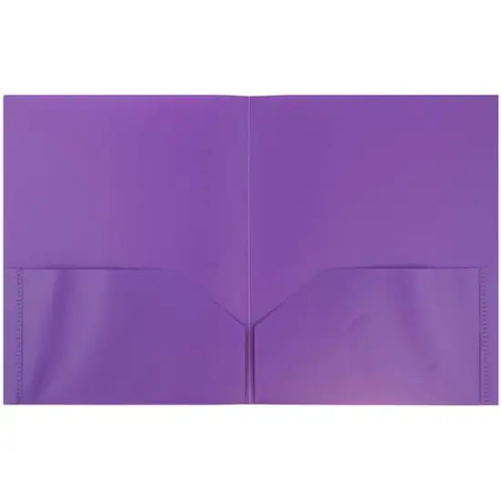 JAM Paper 9.5" x 11.5" Plastic 2 Pocket School POP Folders, 6ct. Purple {4}