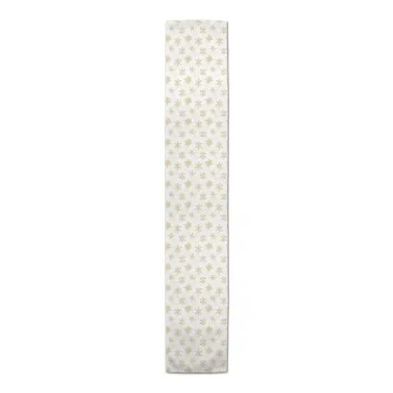 90" Cream Snowflakes Poly Twill Table Runner {4}