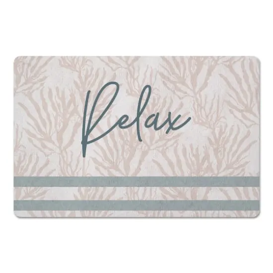 Relax Stripe Floor Mat Blush Coral Blue Stripe on White {1}
