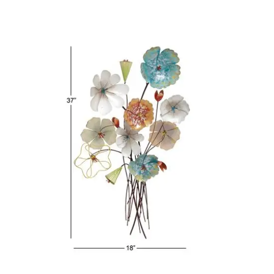 37" Multicolor Metal Eclectic Floral Wall D&eacute;cor {7}