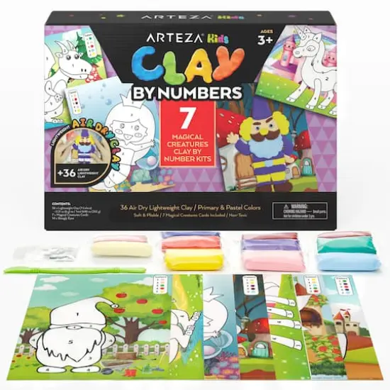 Arteza&reg; Kids Magical Creatures Clay By Numbers Kit, 57 pcs {1}