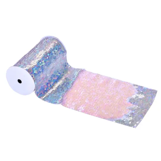 5.375" x 1yd. Mermaid Reversible Sequin Ribbon by Celebrate It&trade; Silver {5}