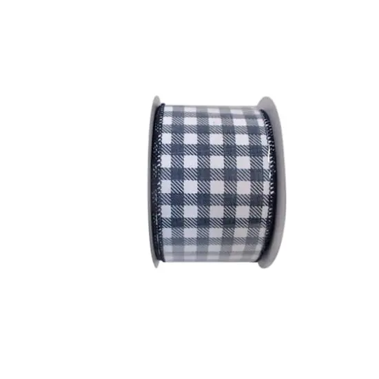 Reliant 2.5" x 10yd. Gingham Twill Print Linen Wired Ribbon {1}