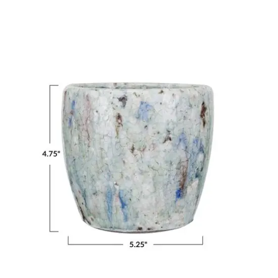 Hello Honey&reg; 5.25" Blue Crackle Glaze Terra Cotta Planter {7}