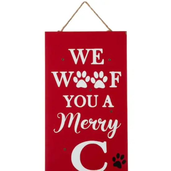 Glitzhome&reg; 3.5ft. Lighted Dog Christmas Porch Sign with Timer {9}