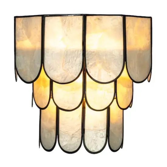 Hello Honey&reg; Black Finish Laminated Capiz Tiered Wall Sconce {3}