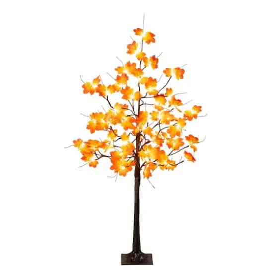 4ft. Pre-Lit Minimalist Autumn Maple Artificial Fall Tree with 56 Warm White LED Lights {1}