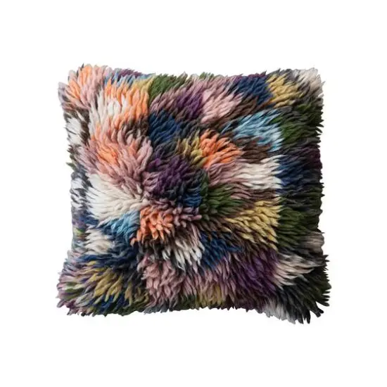 Hello Honey&reg; 20" Multicolored Woven Wool Shag Pillow {3}