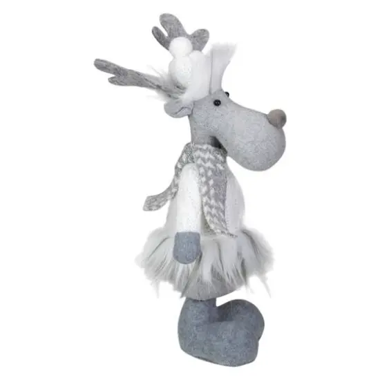 12.5'' Gray and White Standing Moose Tabletop Christmas Decoration {5}