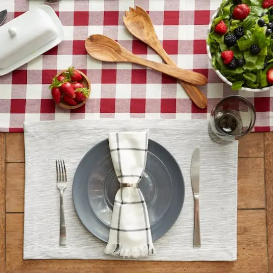 DII&reg; Tonal Recycled Cotton Slubby Rib Placemats, 6ct. Light Gray/Off White {6}