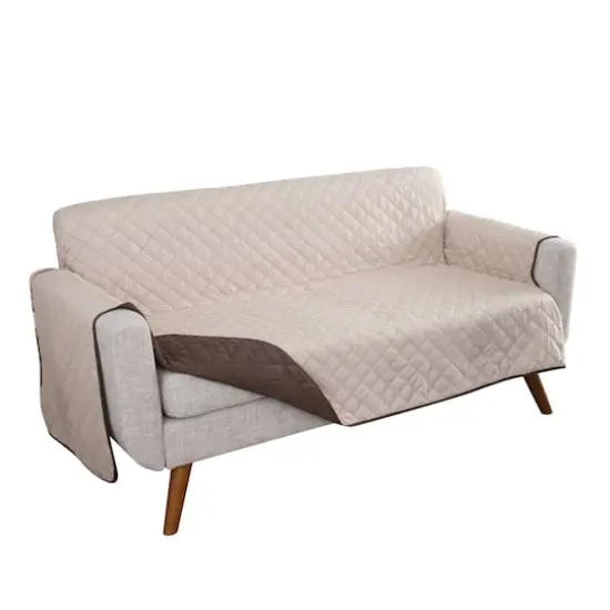 Home Details Reversible Quilted Furniture Sofa Protector Chocolate/Taupe {7}