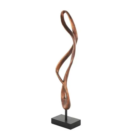 27.5" Bronze Polystone Abstract Decorative Sculpture with Rectangle Black Base {7}