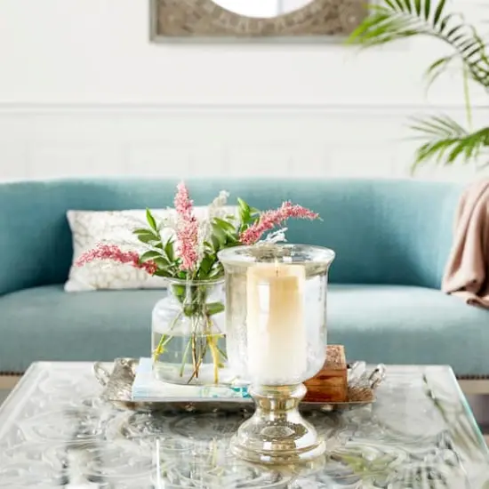 14" Brown Glass Traditional Candle Holder {7}