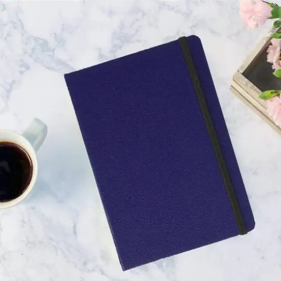 JAM Paper Medium Hardcover Notebook with Elastic Band Blue {7}