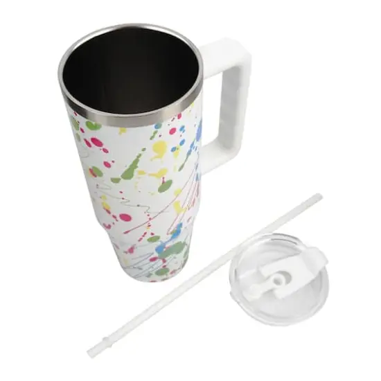 30oz. White Splatter Stainless Steel Insulated Tumbler by Celebrate It&trade; {3}