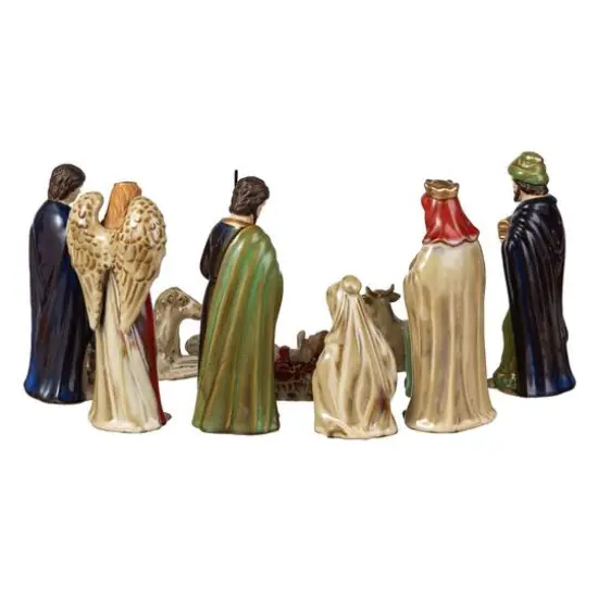Glitzhome&reg; Multicolor Ceramic Nativity Figurine Set {6}