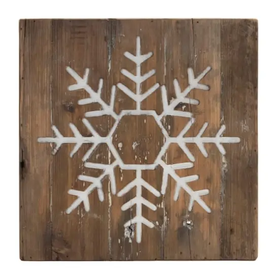 11.75" Distressed Snowflake & Tree Wood Block Set {3}