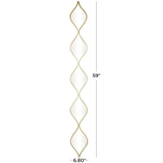 Gold Metal Slim Stacked Chain 5 Layer Wall Mirror with Tear Drop Pattern 7" x 1" x 59" {6}
