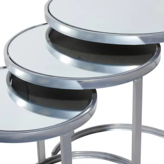 Contemporary Metal Accent Table Set Silver {3}