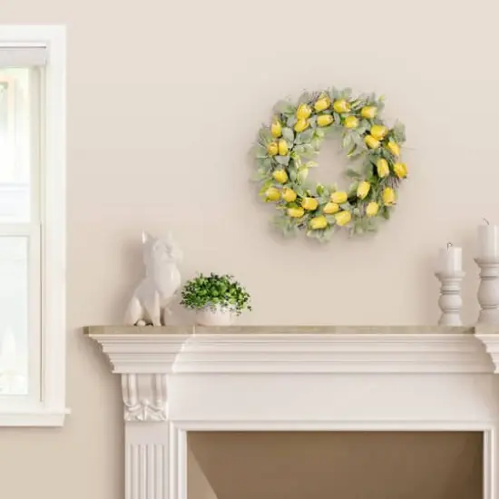 24" Yellow Spring Tulip Wreath {5}