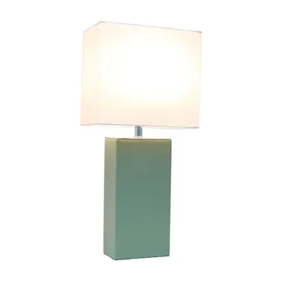 Lalia Home Lexington 21" Sage Green Leather Base Table Lamp {3}