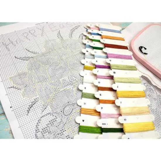 LetiStitch Three Chicks with Daffodils & Egg Counted Cross Stitch Kit {7}