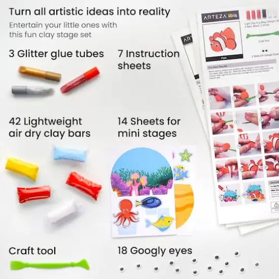 Arteza&reg; Kids Sea Life Small Stage Clay Kit, 78 pcs {3}