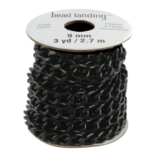 9mm Black Curb Chain Spool, 3yd. by Bead Landing&trade; {3}