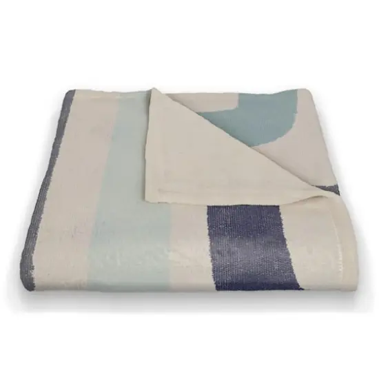 Abstract Blue Stripes Fleece Throw {3}