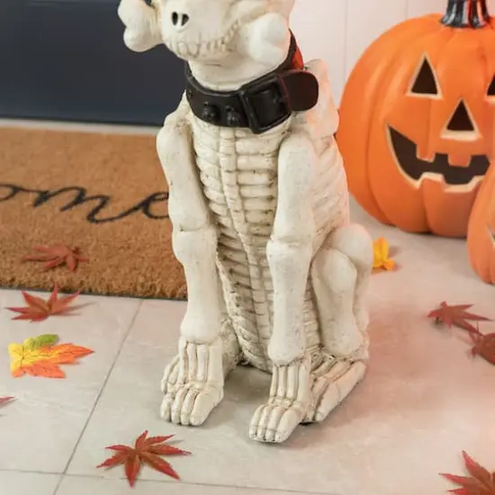 Glitzhome&reg; 20.5" Lighted Halloween Skeleton Dog Porch D&eacute;cor with Timer {5}