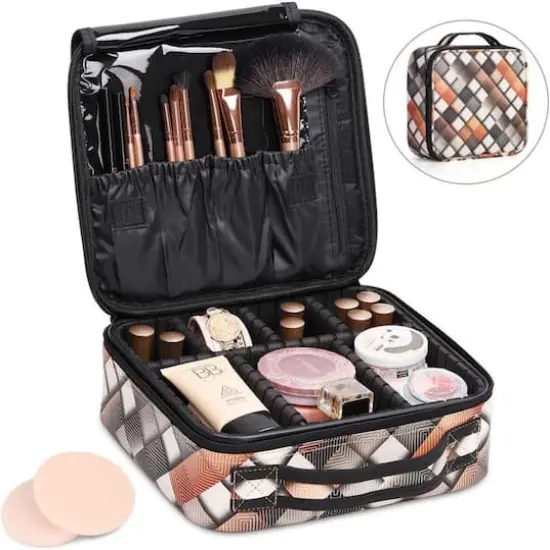 NEX&trade; Black Adjustable Waterproof Travel Makeup Bag with Dividers {1}