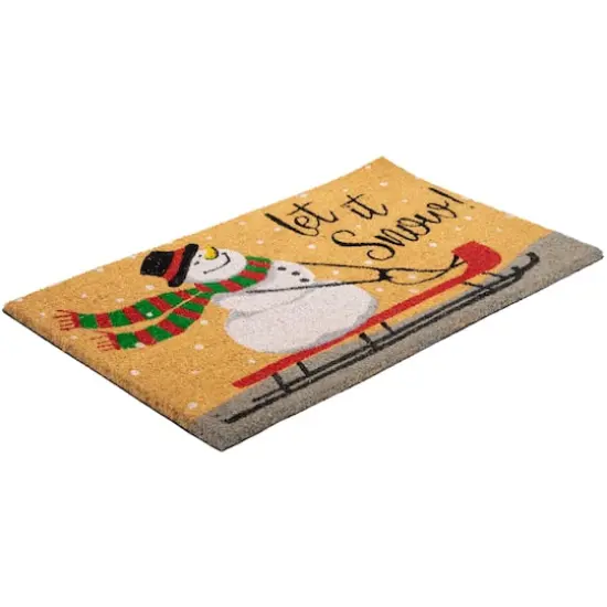 30" Let it Snow Natural Coir Rectangular Christmas Doormat {5}