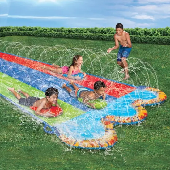 Banzai® 16ft. Triple Racer Water Slide™ with 3 Bodyboards {7}