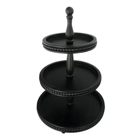 Hello Honey&reg; 25" Black 3-Tier Wood Tray {3}