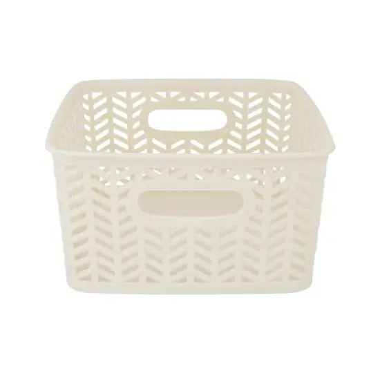 Simplify Small&nbsp;Herringbone Storage Basket, 3ct. Ivory {9}