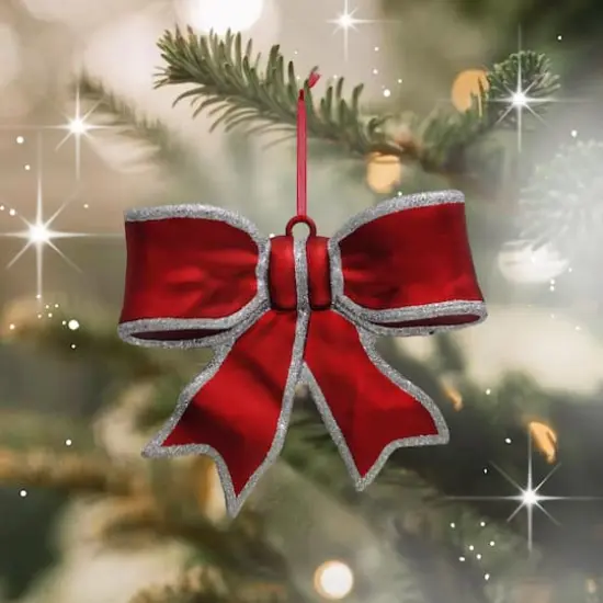 9.25" Jumbo Bow Ornament by Ashland® Red/Silver {3}