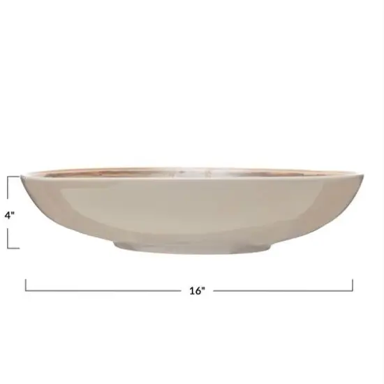 Hello Honey® Brown & Taupe Patterned Hand Painted Stoneware Serving Bowl {6}