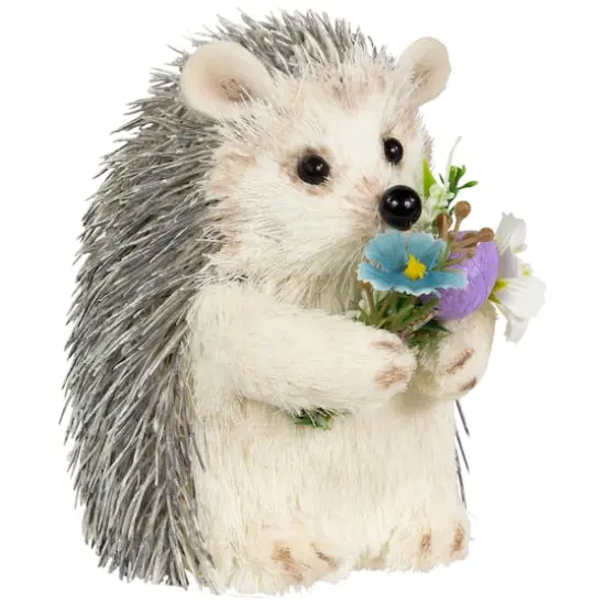 5" Cream & Gray Easter Hedgehog Floral Figurine {5}