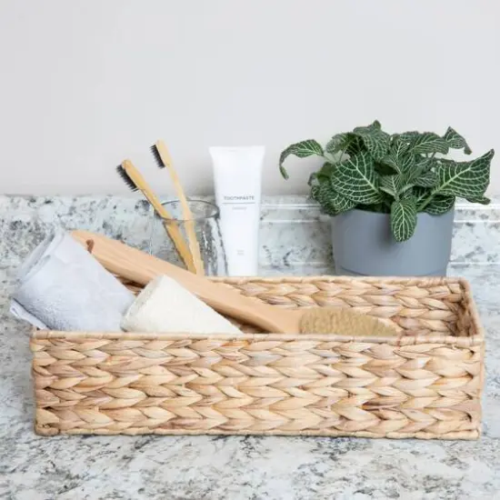 Household Essentials Water Hyacinth Rectangular Storage Basket {3}