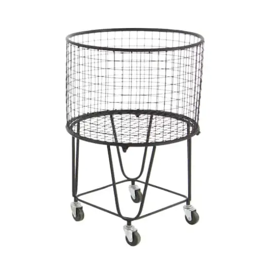 CosmoLiving by Cosmopolitan 24" Black Industrial Metal Storage Cart {4}